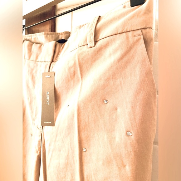 J.Crew Wide-Leg ✨Rhinestone✨Sydney Chino Pant in “Sand Castle” - Picture 3 of 6